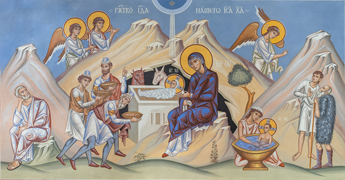 Krippendarstellung in der Russisch-Orthodoxe Kathedrale zum heiligen Nikolaus